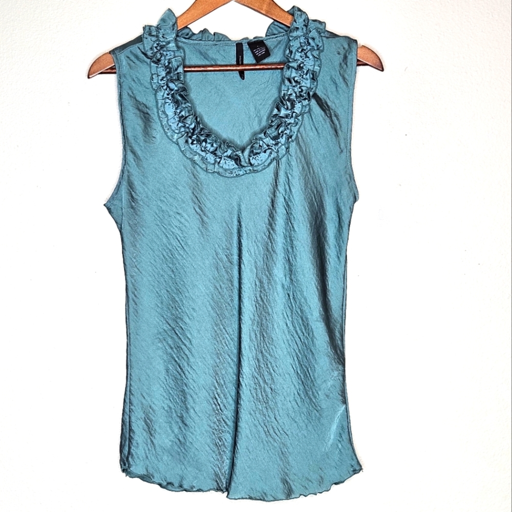 New Directions Tank Top Ruffled V-Neck Sleeveless Size Large - Picture 2 of 11